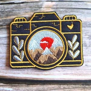 Beautiful Nature Photography Camera Mountains Vintage 80's Embroidered Patch